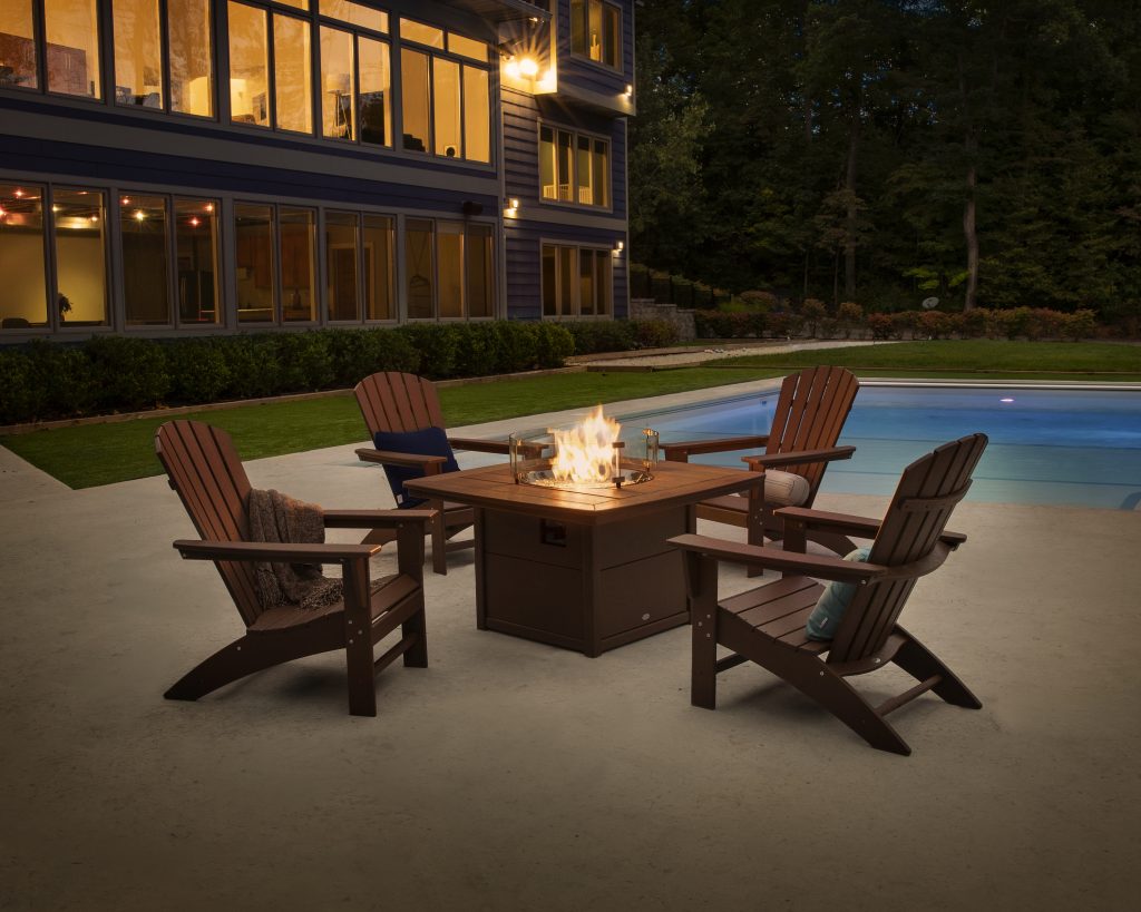 PWS542-1-TE-LI Polywood Adirondacks around Fire
