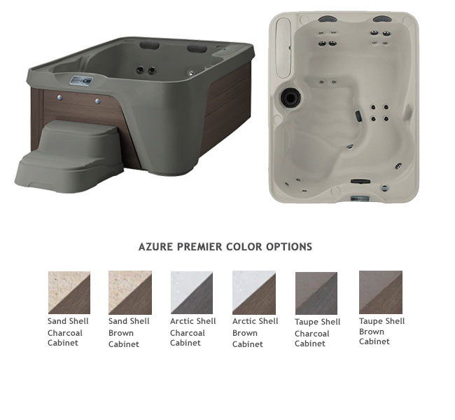 Color options available for the Azure Premier Freeflow Spa