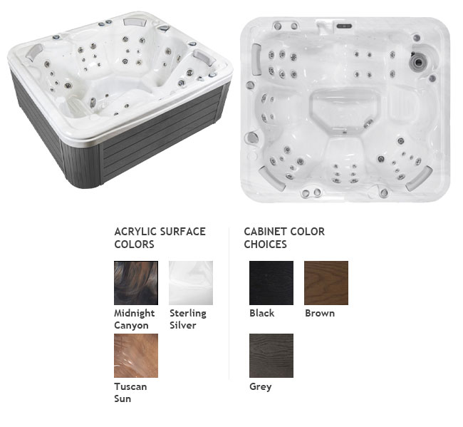 Color options available for the Leo P&P Spa by Wellis Spas available at the Recreational Warehouse